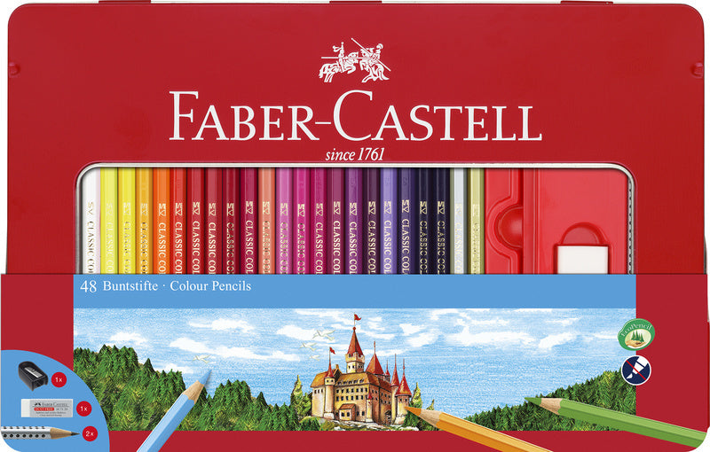 Faber Castell Fc-115888 Kleurpotlood Faber-Castell Castle Zeskantig Metalen Etui 48 Stuks Met Accessoires